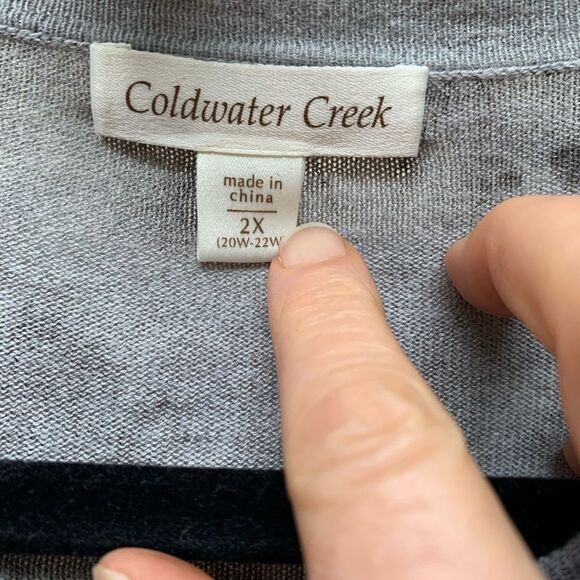 Coldwater Creek dark/light grey tiedye sweather, front buttons, long sleeves, 2X - Picture 2 of 8